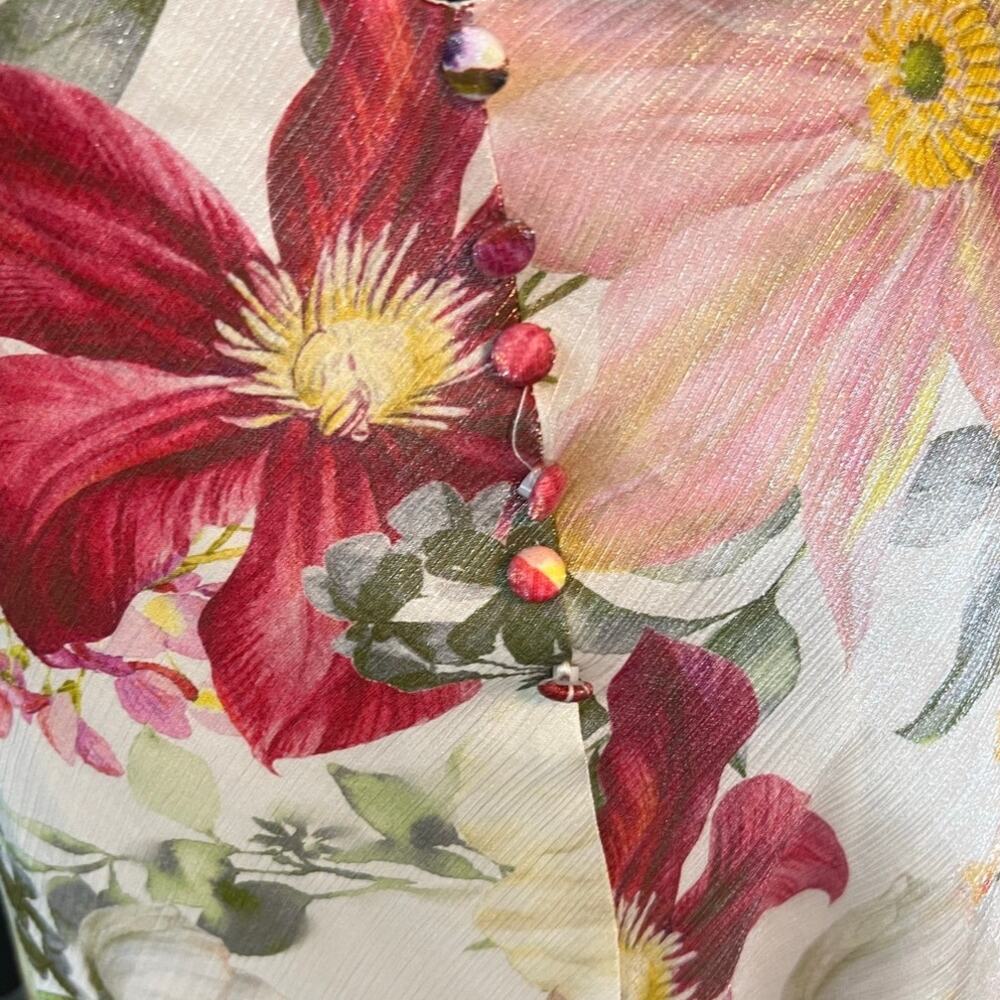 Lulus Sidney Ivory Multi Floral Halter Maxi Dress XL NWT Open Back Side Zip - Picture 11 of 11